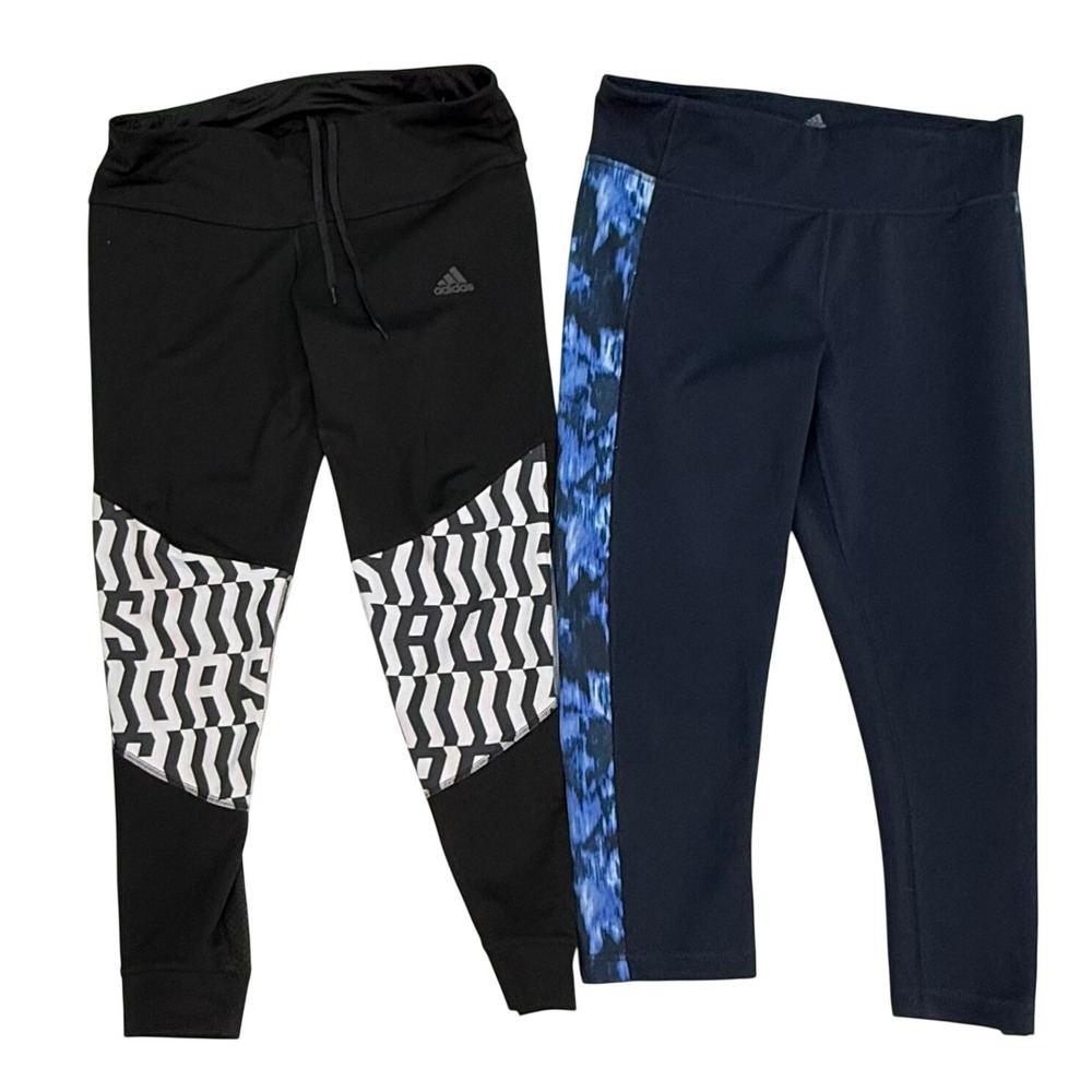 Adidas Leggings Lot Women M Black Navy Blue Aeroready‎ Climalite Athletic Pants